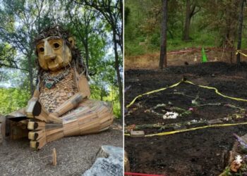 Iconic Texas giant troll burns down in mysterious fire as heartbroken artist speaks out