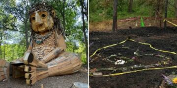 Iconic Texas giant troll burns down in mysterious fire as heartbroken artist speaks out