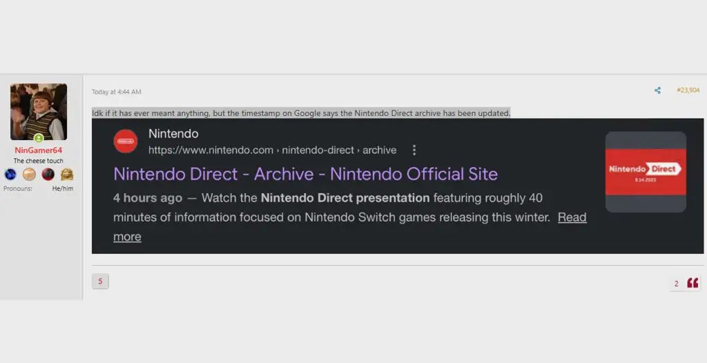 Nintendo Direct Leak Google Archive 