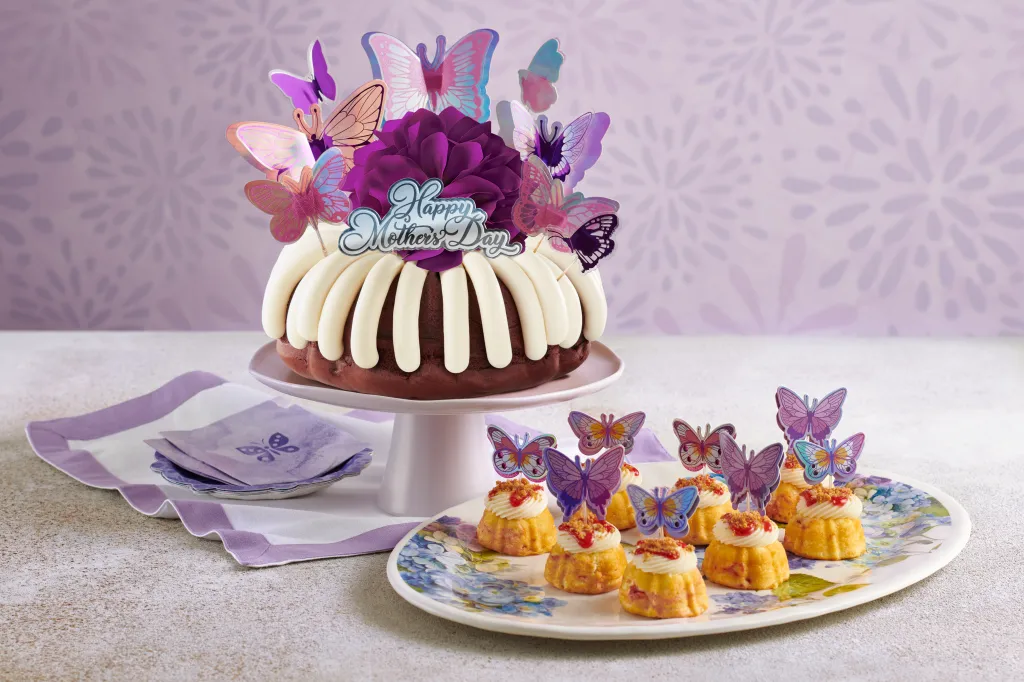 Nothing Bundt Cakes Mother's Day special cake and bundtinis with butterfly toppers.