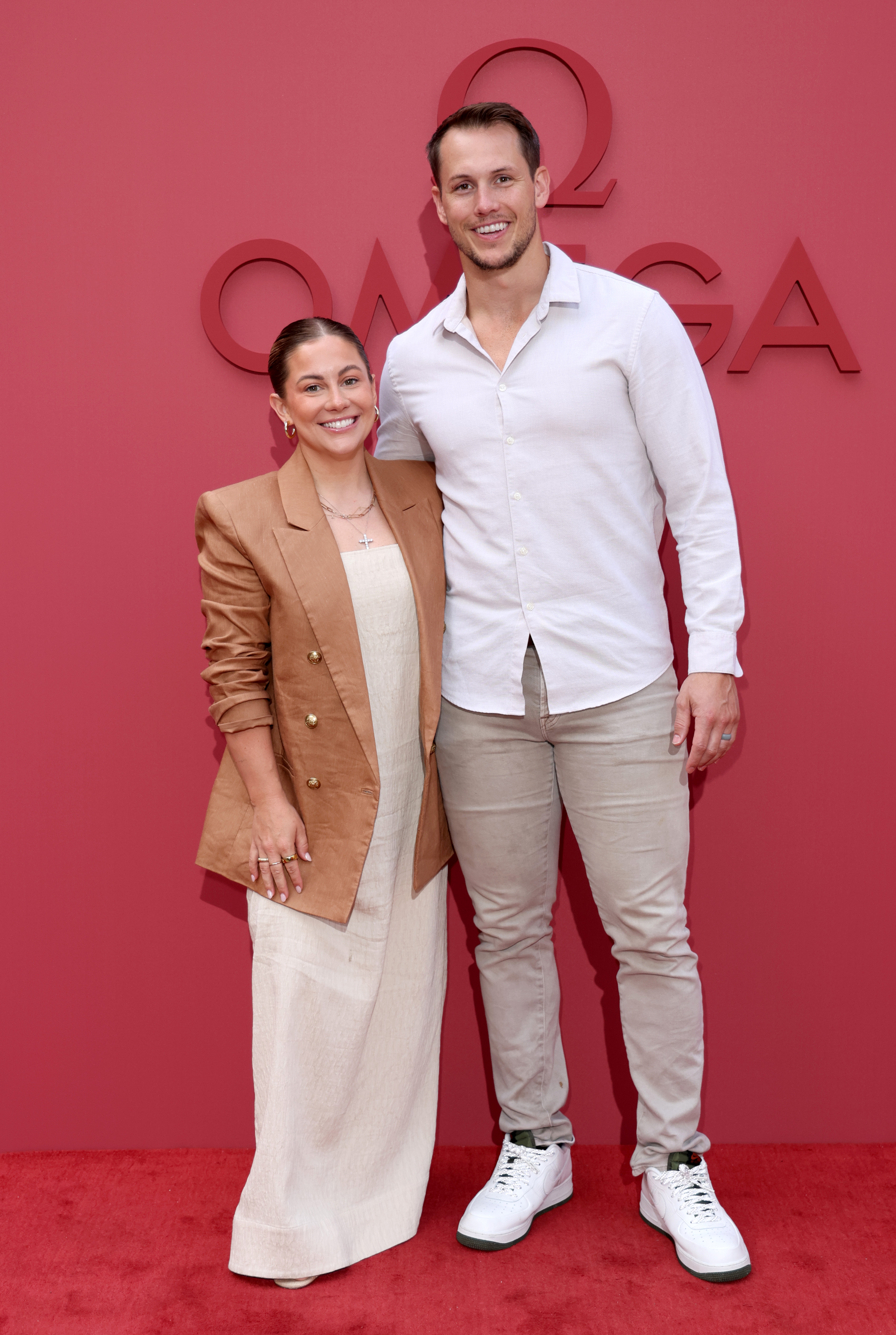 Shawn Johnson East and Andrew East attend Omega House Paris 2024 on August 04, 2024 in Paris, France. 