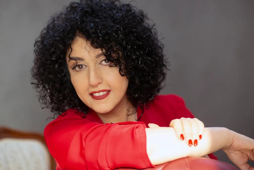 Narges Mohammadi poses for a portait in Tehran, Iran, on Feb. 9, 2025.