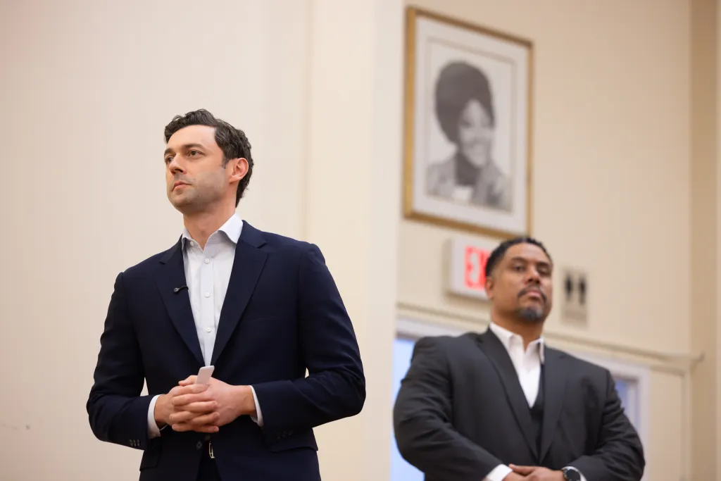 Senator Jon Ossoff speaking to supporters at the Ralph Mark Gilbert Civil Rights Museum.