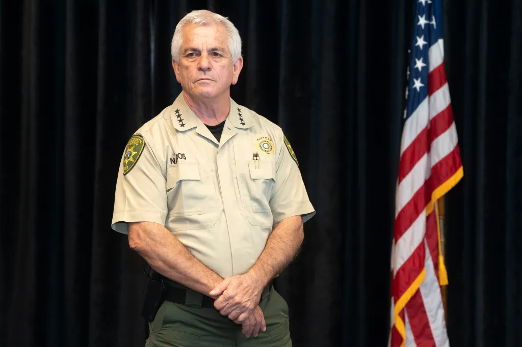 Pima County Sheriff Chris Nanos at a press conference.