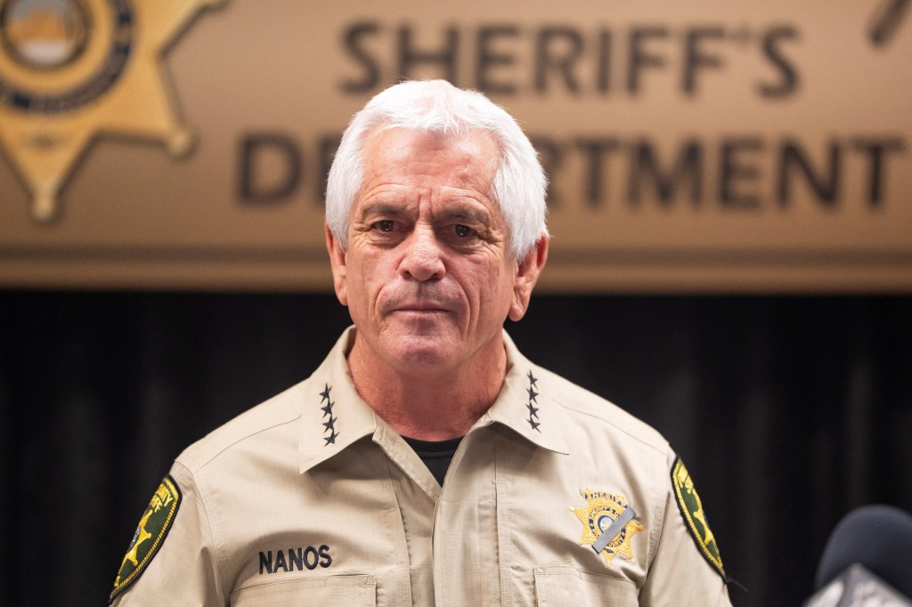 Pima County Sheriff Chris Nanos at a press conference.