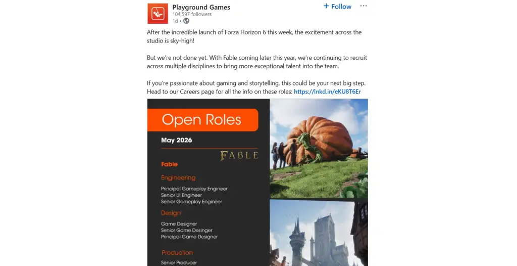Playground Games Fable 2026 Update