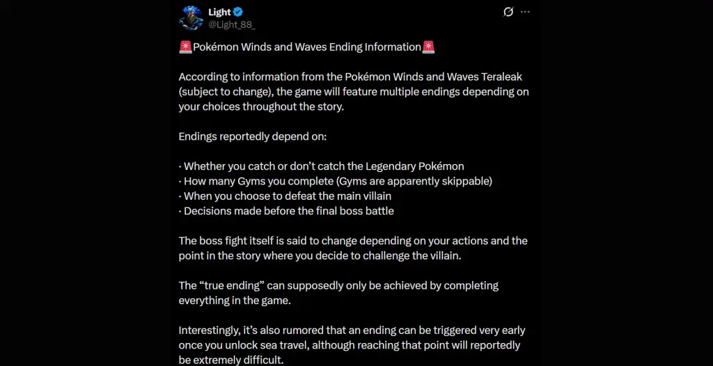 Pokémon Winds and Waves Ending Leak