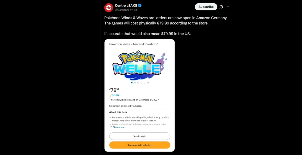 Pokémon Winds and Waves Price Leak