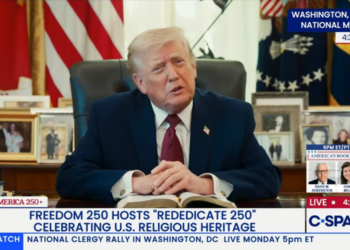 Heavily edited video of Trump address at national prayer event sparks outrage