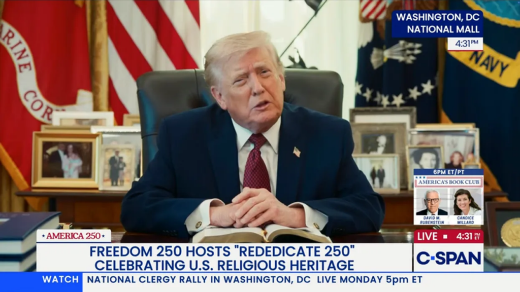 Heavily edited video of Trump address at national prayer event sparks outrage