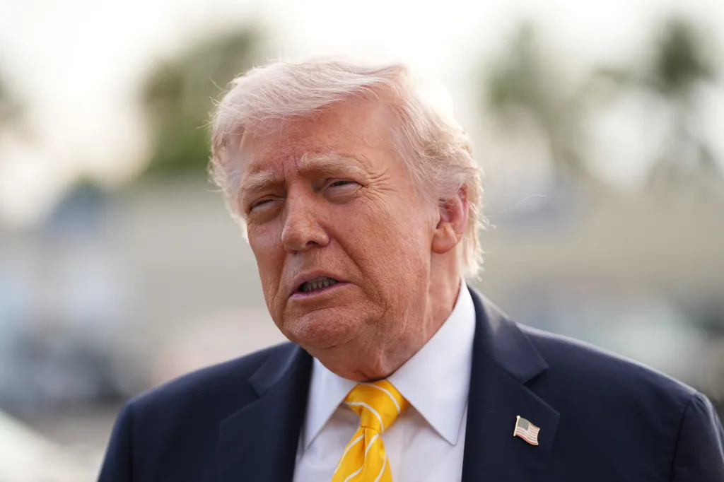 Donald Trump speaking to reporters.