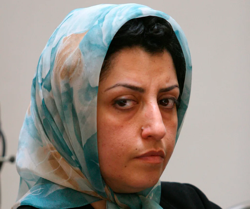 Narges Mohammadi attends a women's rights meeting in Tehran, Iran, on Aug. 27, 2007.