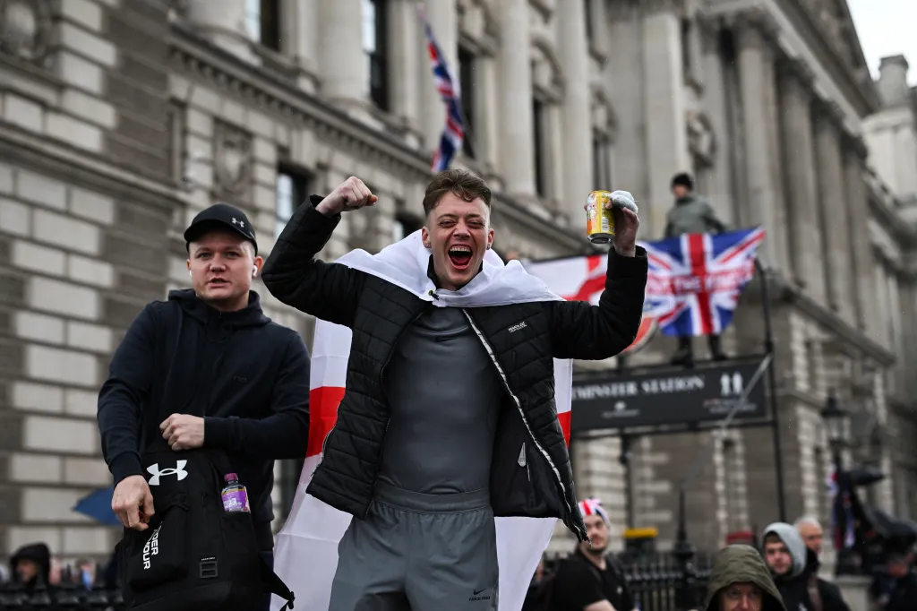 A protester at a 