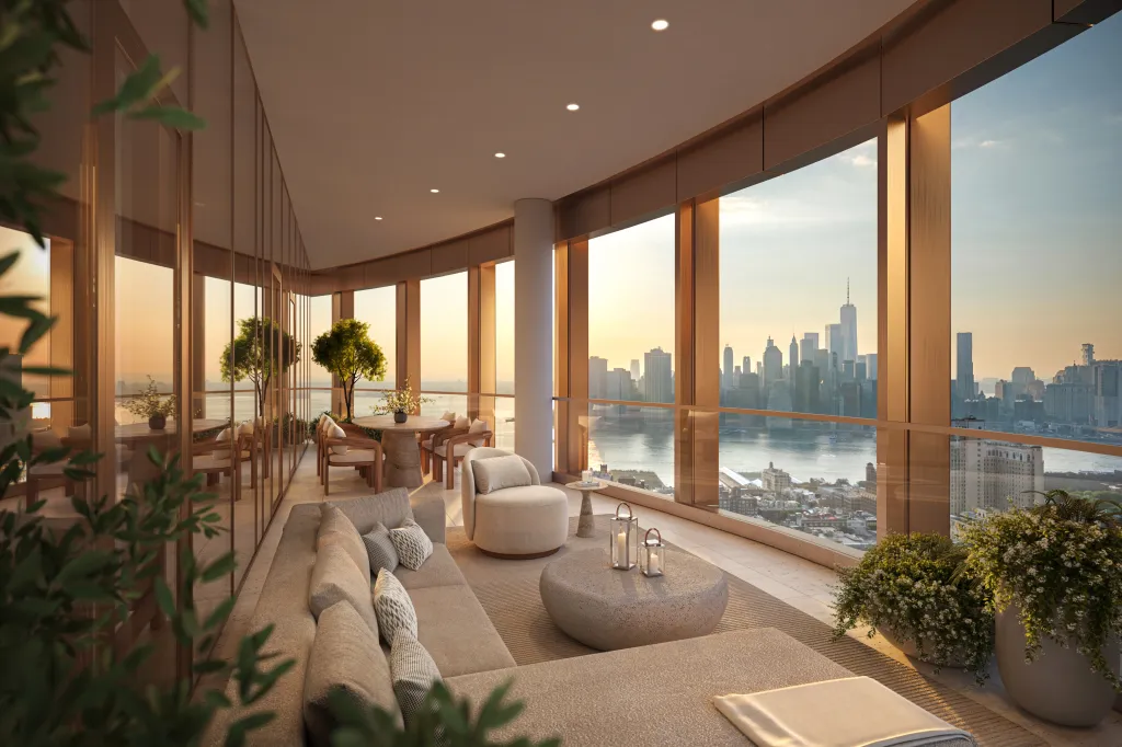 A rendering of what's to come at the building -- such as this loggia that looks out to the city skyline.