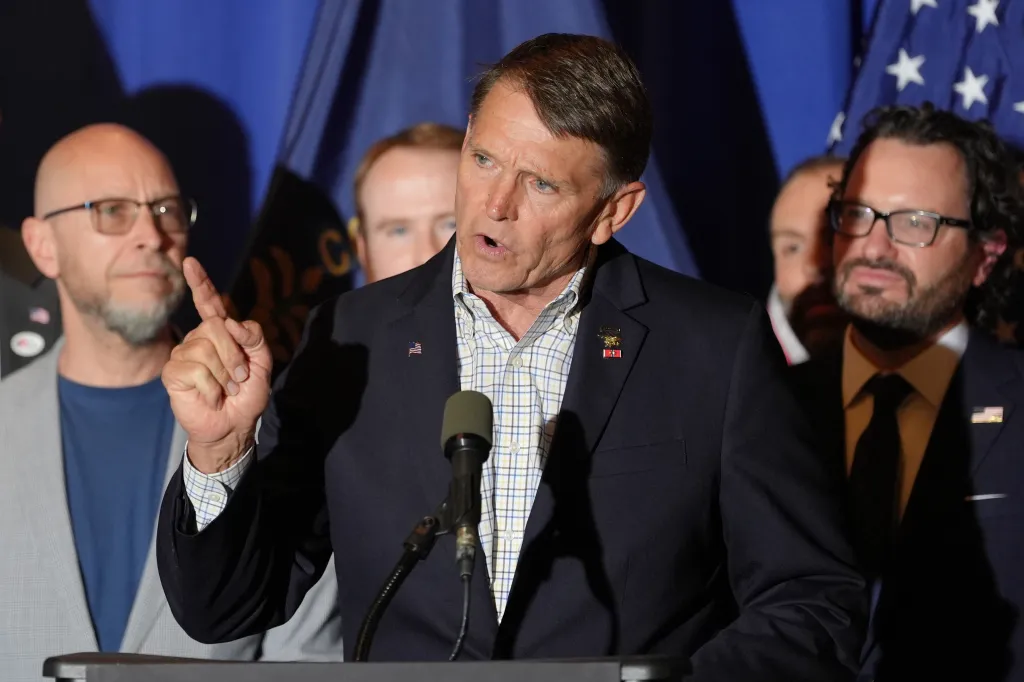 Ed Gallrein speaking after winning the Republican party's nomination.
