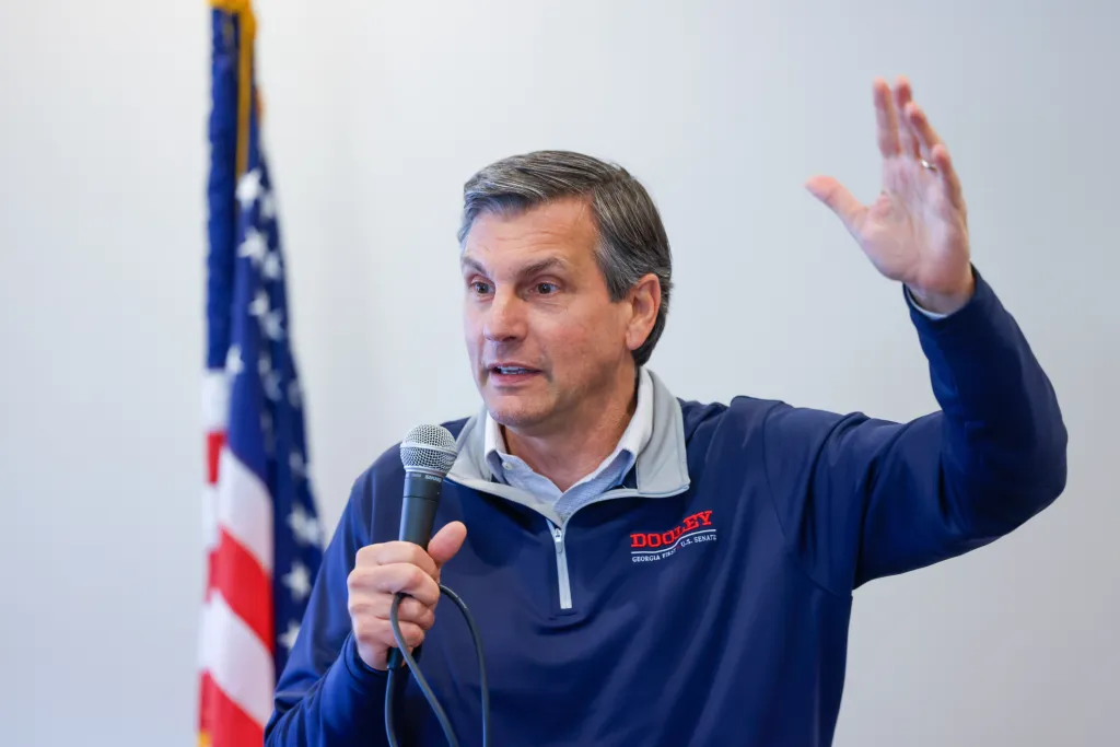 Derek Dooley speaking at a campaign stop.