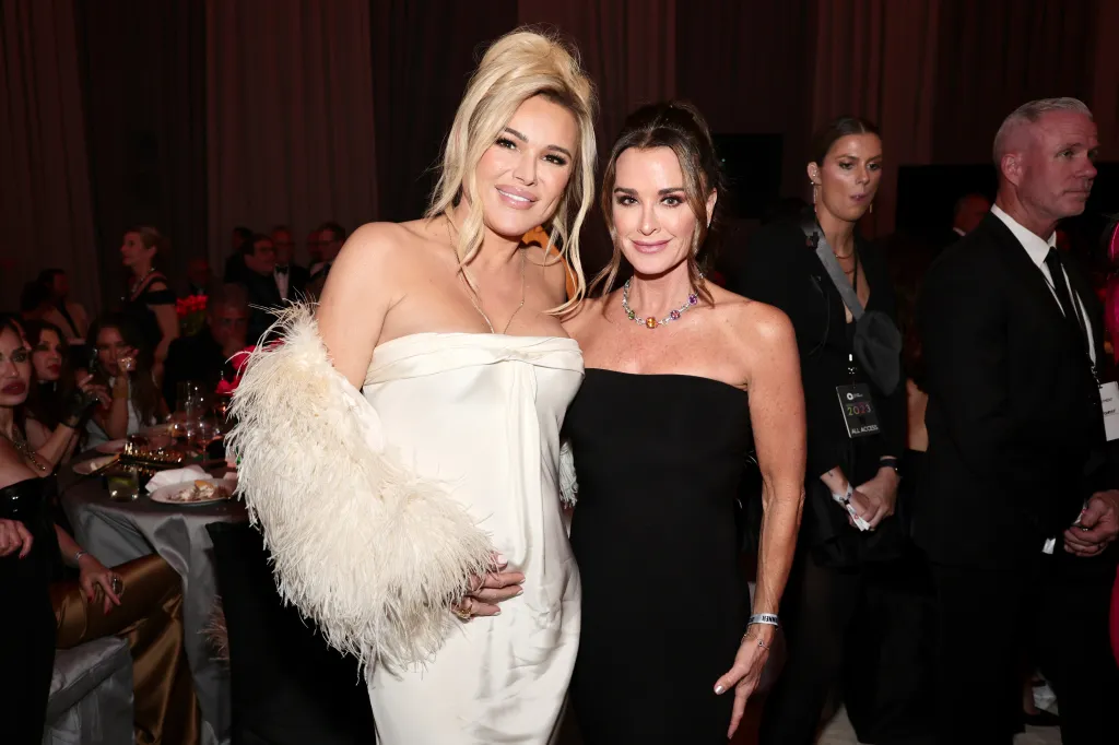 Sanela Diana Jenkins and Kathy Hilton at the Elton John AIDS Foundation's 31st Annual Academy Awards Viewing Party.
