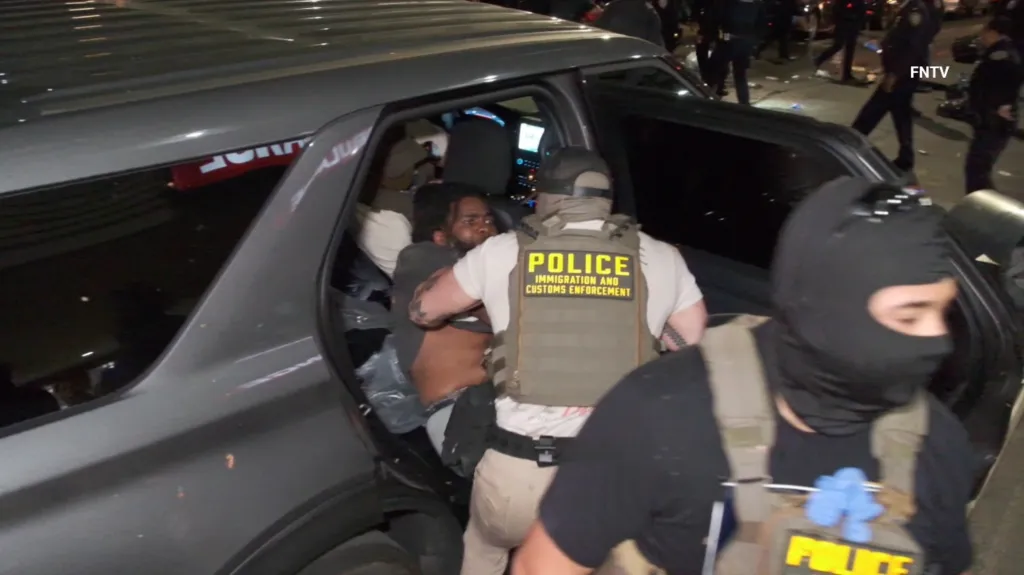 ICE officers forcibly removing a man from a vehicle at Wyckoff Hospital in Brooklyn.
