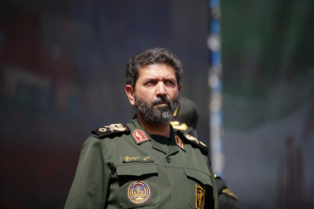 Hasan Hasanzadeh, commander of the Islamic Revolutionary Guard Corps (IRGC), in military uniform with badges.