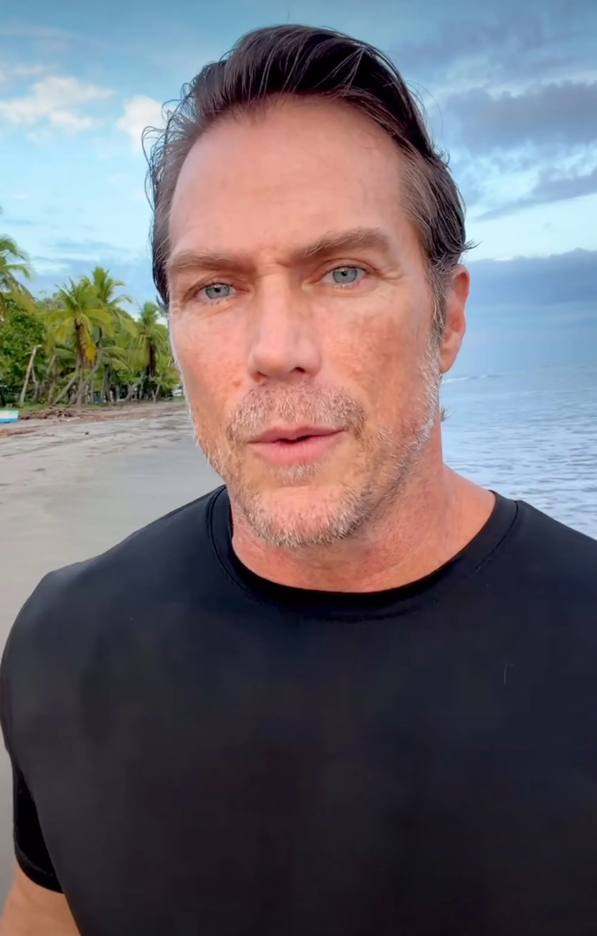 Jason Lewis on a beach in Costa Rica.