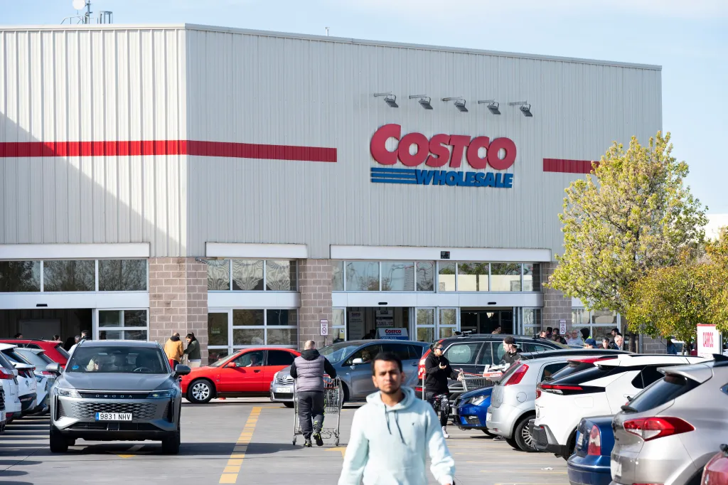 Shoppers are seen outside a Costco Wholesale store in Madrid, Spain.