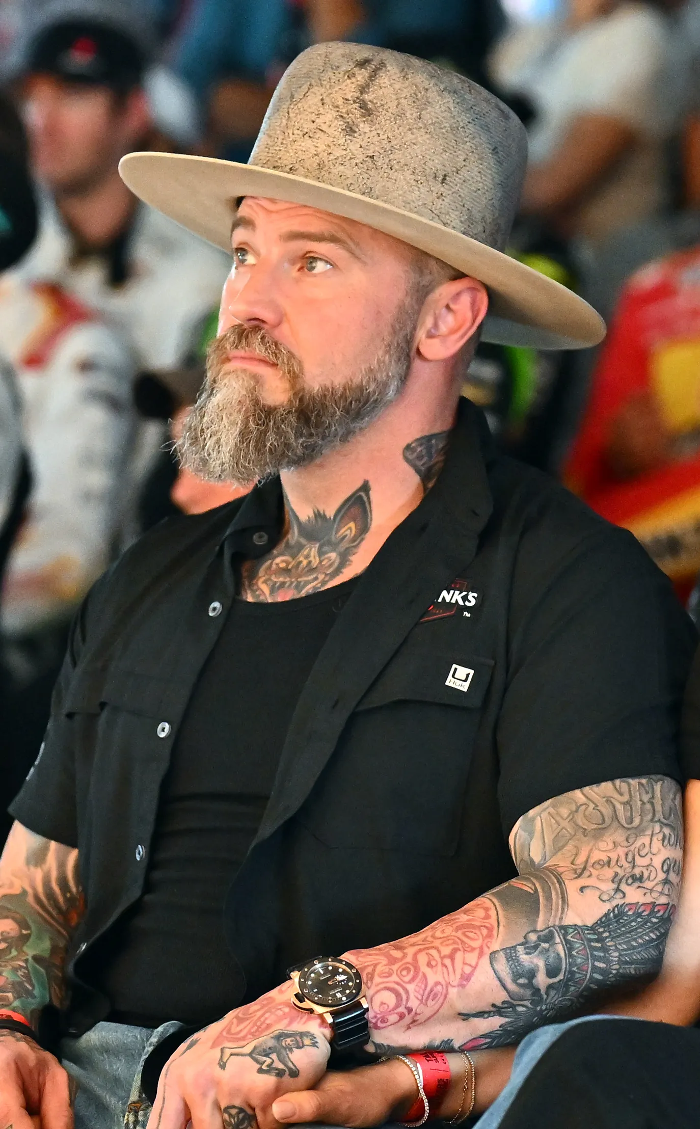Zac Brown attends the drivers meeting prior to the NASCAR Cup Series Jack Link's 500 at Talladega Superspeedway on April 26, 2026 in Talladega, Alabama.