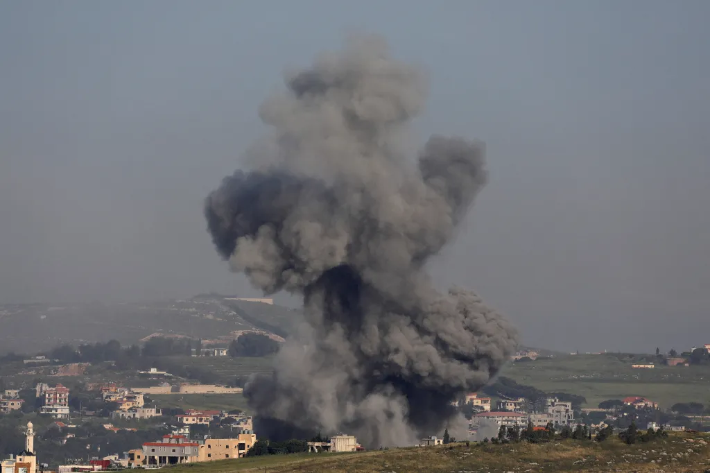 Smoke rising from an Israeli strike in southern Lebanon.