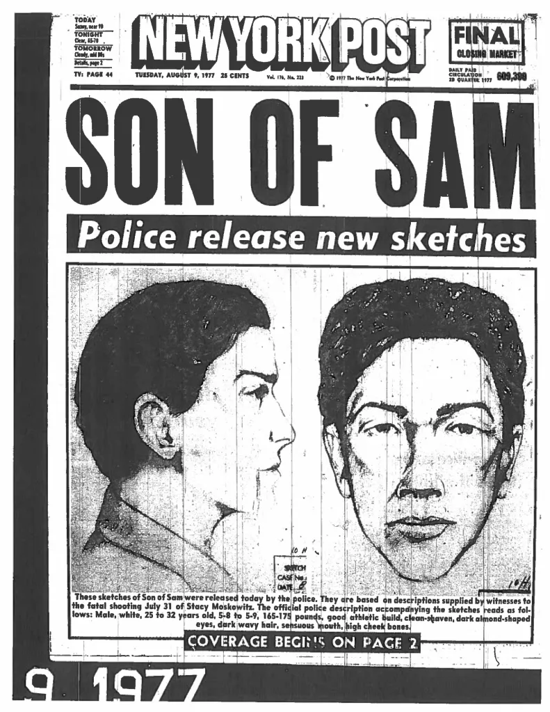 Front page of the New York Post with 