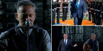 Bruce Springsteen takes jab at Trump, Paramount during Stephen Colbert’s second-to-last ‘Late Show’