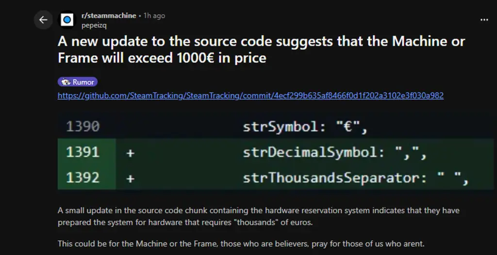 Steam Machine Price Leak Rumor