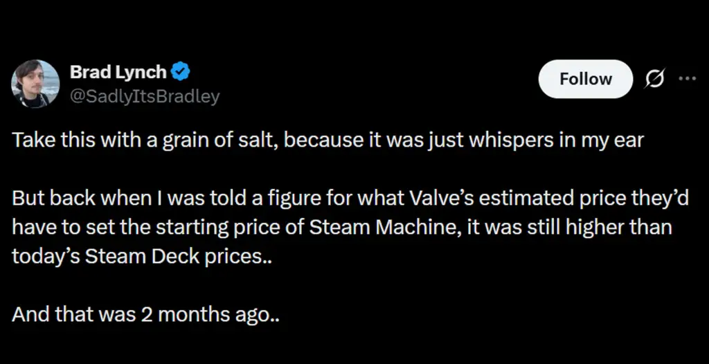 Steam Machine Price Rumor