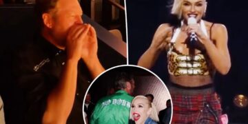 Gwen Stefani gives ‘most supportive husband’ Blake Shelton a shoutout as he ‘finally’ attends No Doubt’s Las Vegas residency