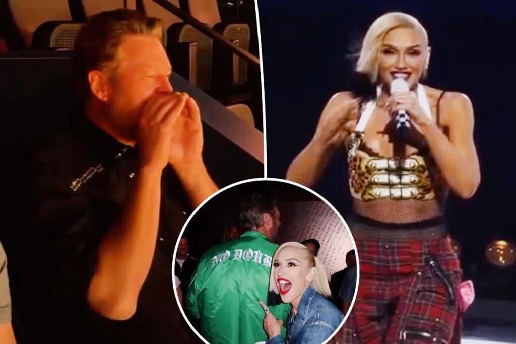 Gwen Stefani gives ‘most supportive husband’ Blake Shelton a shoutout as he ‘finally’ attends No Doubt’s Las Vegas residency