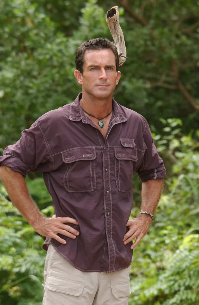 Jeff Probst, host of Survivor: All-Stars, standing with hands on hips.