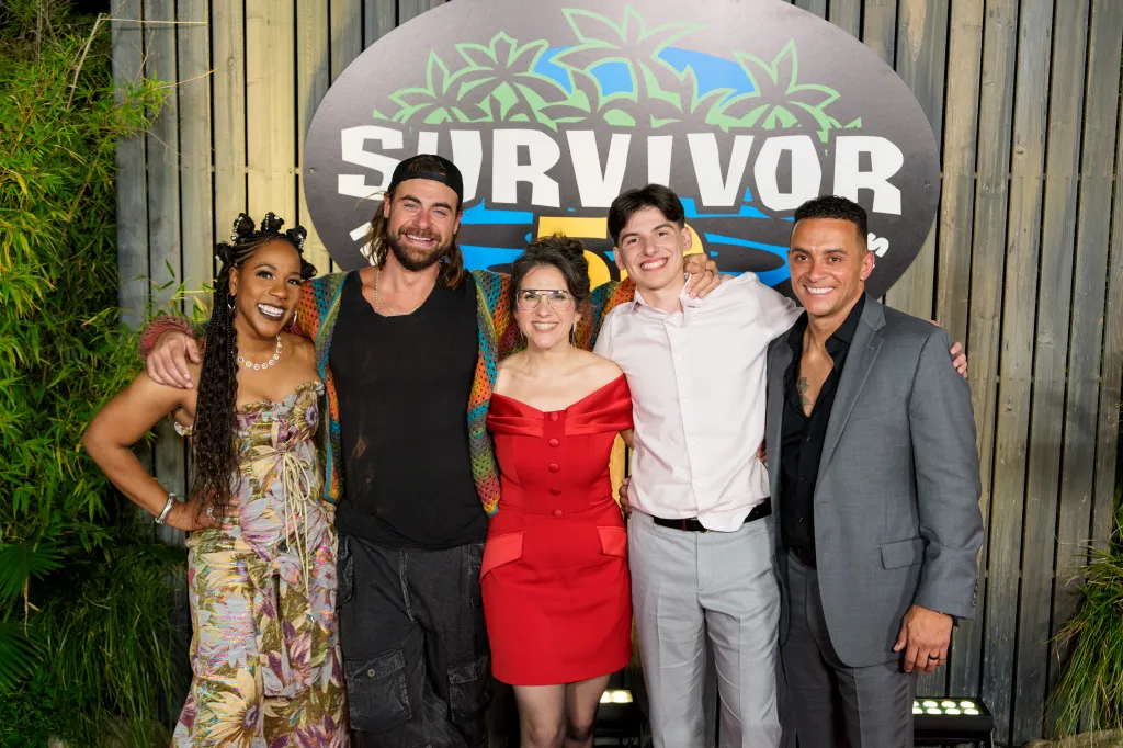 Tiffany Ervin, Jonathan Young, Aubry Bracco, Rizo Velovic, and Joe Hunter at the Survivor 50 Live Finale.