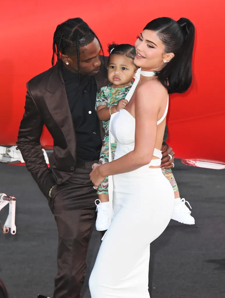 Travis Scott, Stormi Webster, and Kylie Jenner attend the premiere of 