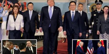 Trump gets red-carpet welcome after he lands in Beijing for closely watched summit with Xi Jinping