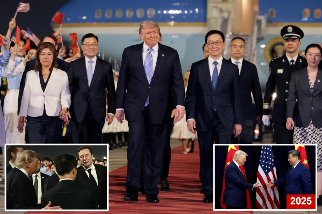 Trump gets red-carpet welcome after he lands in Beijing for closely watched summit with Xi Jinping