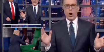 Trump posts AI-generated video of himself throwing Stephen Colbert into dumpster after final ‘Late Night Show’ episode