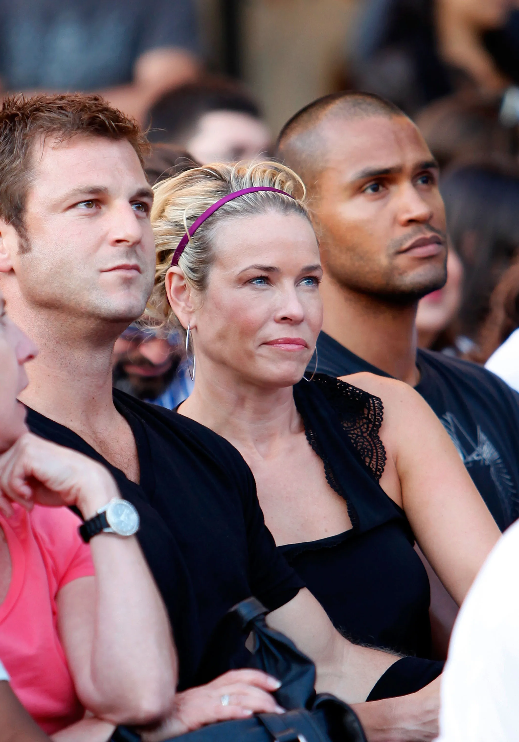 TV personalities Dave Salmoni and Chelsea Handler at a concert.