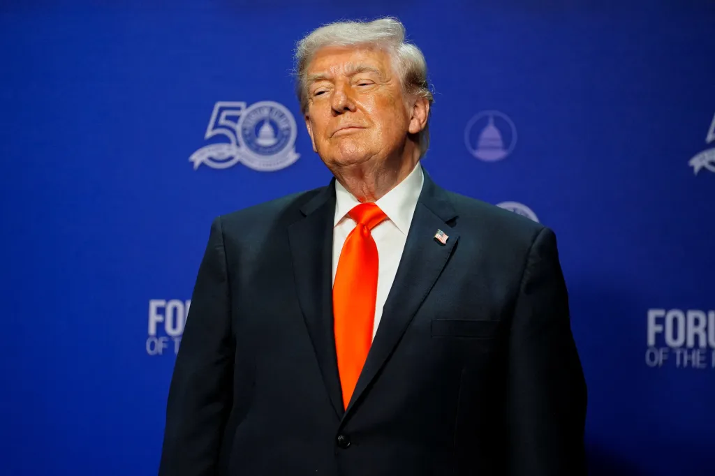 U.S. President Donald Trump attends an event at the Raymond F. Kravis Center for the Performing Arts in West Palm Beach.