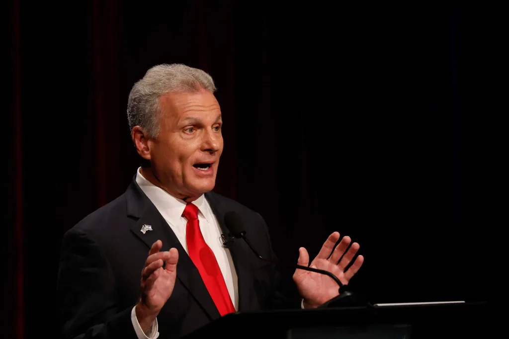 U.S. Rep. Buddy Carter, R-St. Simons Island, answers a question during the Atlanta Press Club debate.