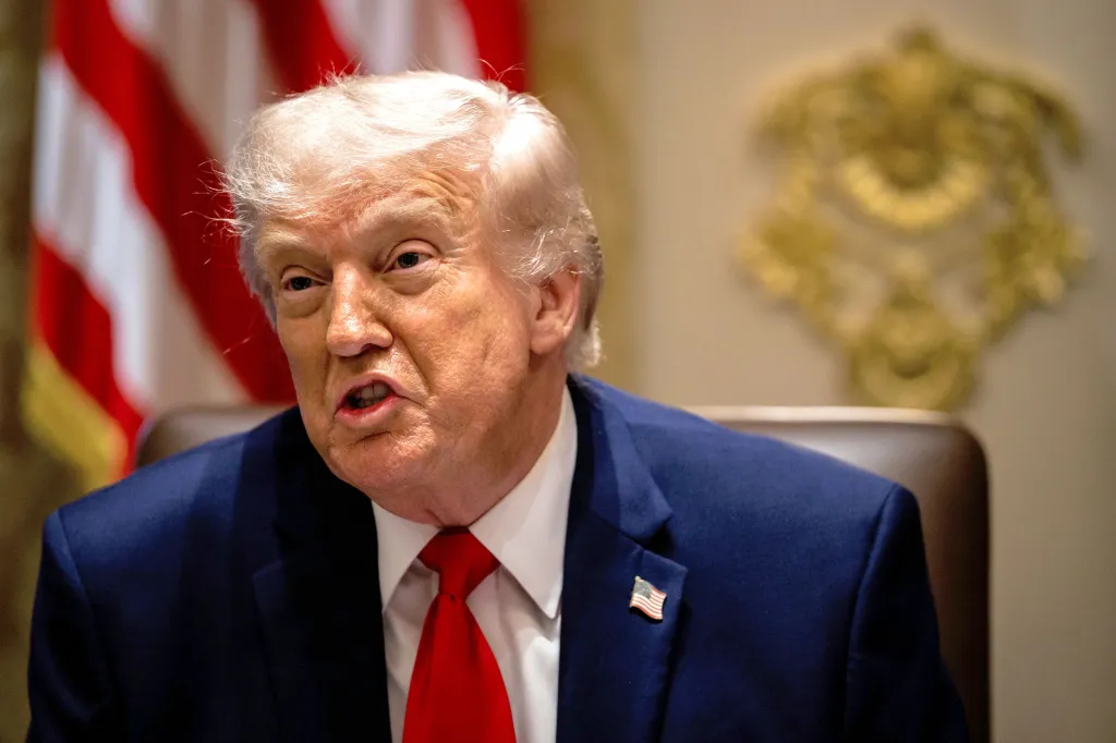 President Donald Trump speaking during a Cabinet meeting.