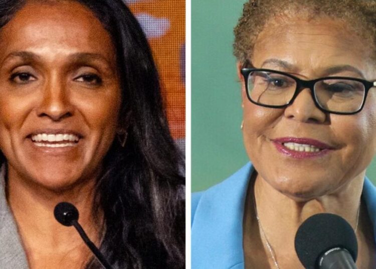 Mayor Karen Bass and challenger Nithya Raman tussle in first head-to-head debate