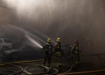 Raging South Gate fire at tire recycling center prompts shelter-in-place order