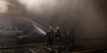 Raging South Gate fire at tire recycling center prompts shelter-in-place order