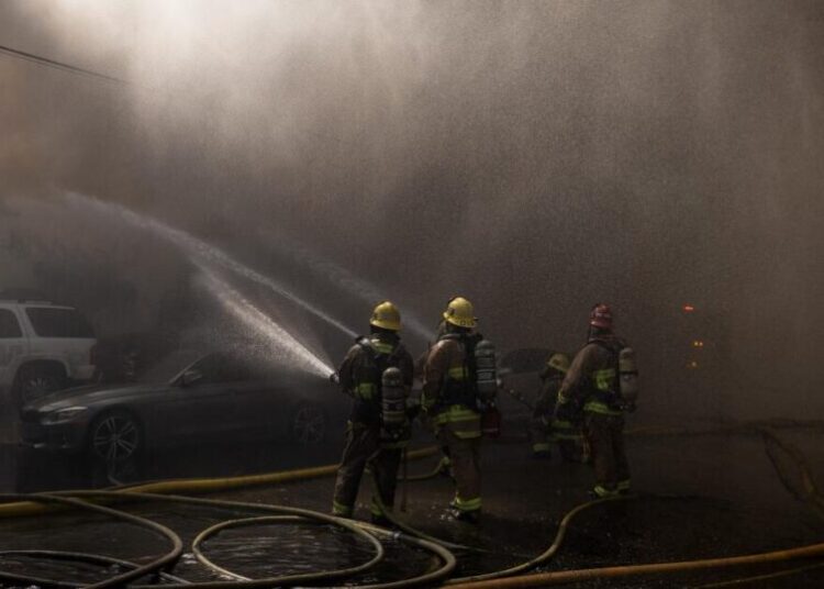 Raging South Gate fire at tire recycling center prompts shelter-in-place order