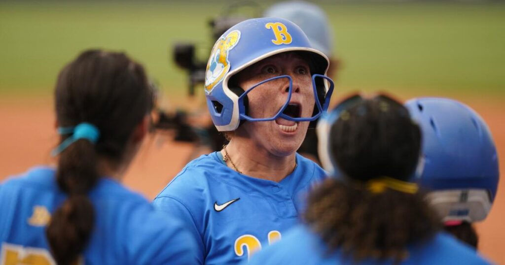 Megan Grant becomes UCLA’s all-time home run leader in win over Arkansas at WCWS