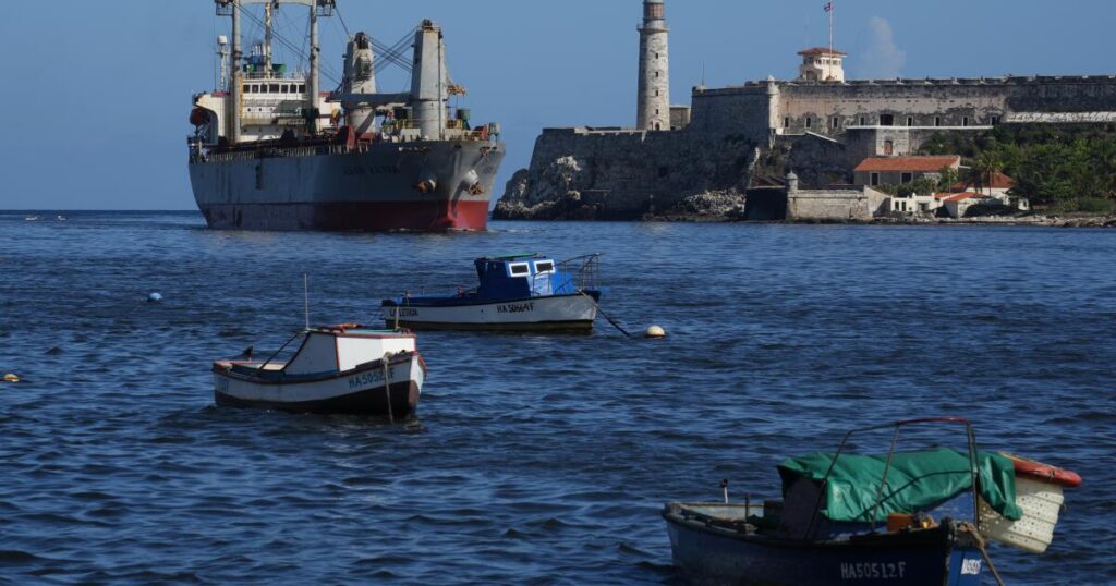 A humanitarian aid ship from Mexico docks in Havana as U.S.-Cuba tensions escalate