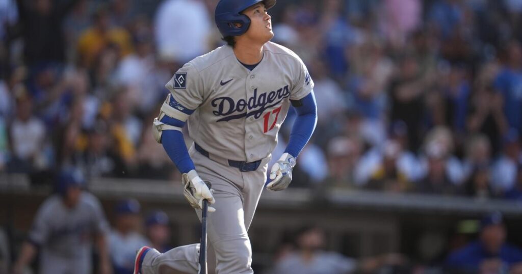 Dodgers’ Shohei Ohtani hits leadoff homer against Padres before taking the mound